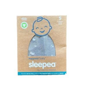 New Sleepea 5 Second Swaddle for 0-2 Months Small 100% Organic Cotton Gray
